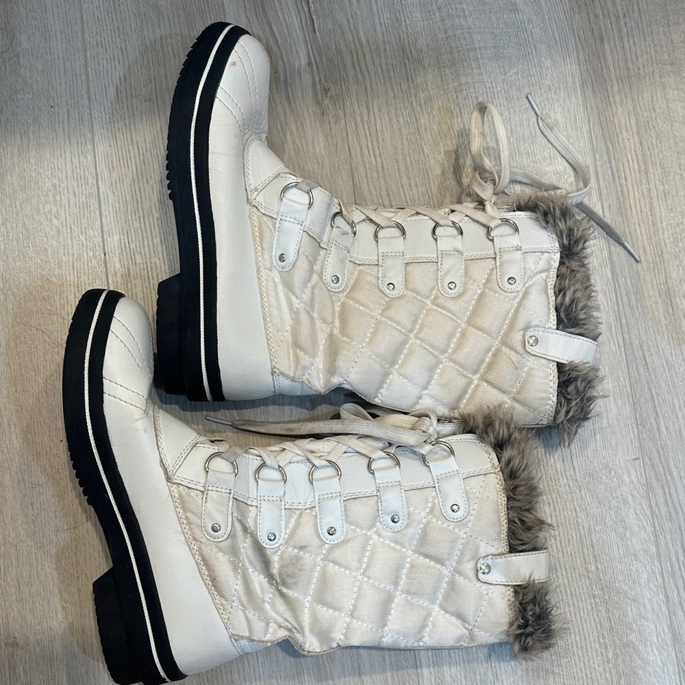 Madden Girl Cream Quilted Winter Boots